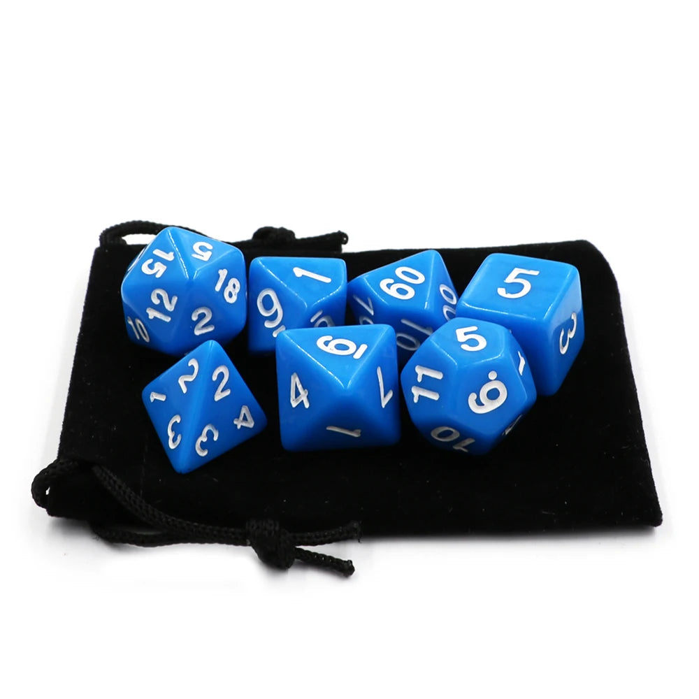 7pcs/set RPG Game Dice Polyhedron Acrylic DND Solid Color Multicolor Digital Cubes - Dice Drop