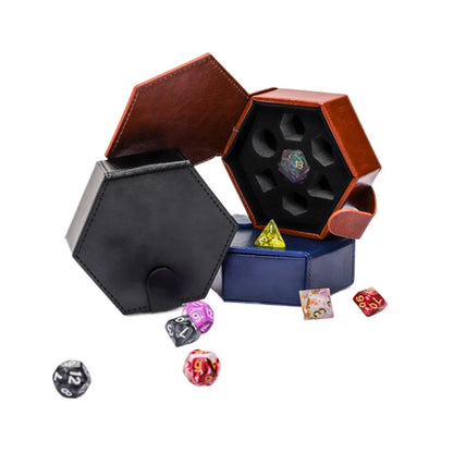 Faux Leather Hexagon RPG Dice Case - Dice Drop Store