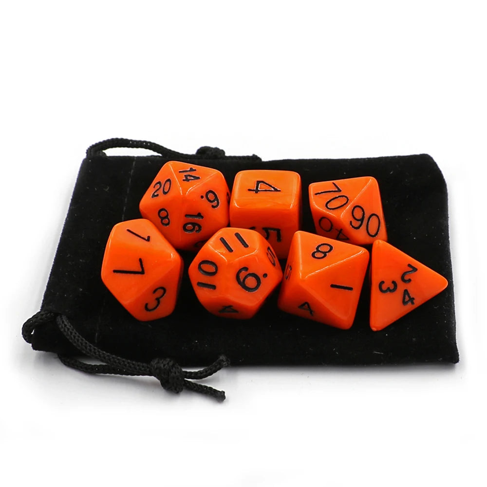 7pcs/set RPG Game Dice Polyhedron Acrylic DND Solid Color Multicolor Digital Cubes - Dice Drop