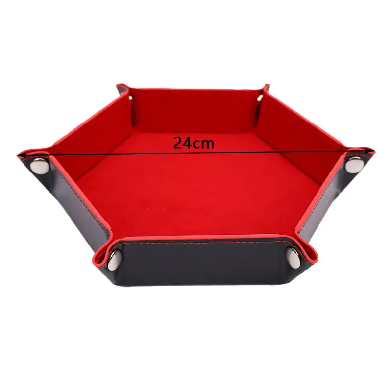 Foldable Dice Tray Box DnD PU Leather Folding Hexagon Coin Square Tray Dice Game - Dice Drop