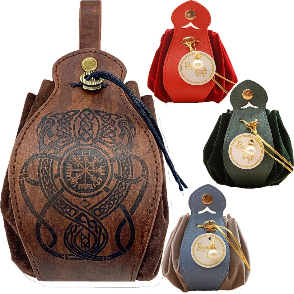 Genuine Leather For DND Dice Bag Tray 5 Celtic Designs Cute Drawstring Pouch D&D Roleplaying RPG Gift Ideas Coin Purse - Dice Drop